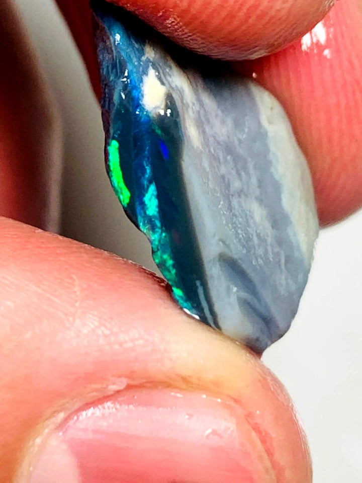 OPAL MONTH SPECIAL Lightning Ridge Rough Opal Black Seam 7.4cts Cutters Candy Exotic High Grade Super Bright Multifires 18x13x5mm WSZ89