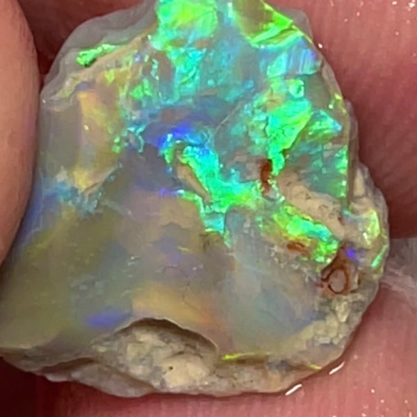 Lightning Ridge 6cts Untouched  Dark base Crystal knobby Opal rough to cut/carve Bright Multicolours 18x14x3mm 1335