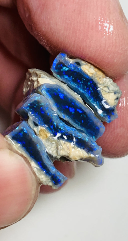 Lightning Ridge Rough Mulga® Black Crystal Opal Seam Splits  Cutters Candy® 19.4cts Exotic & Stunning Bright Cutters Gorgeous Blue fire in bars 15x13x4mm to 13x8x3mm WST71