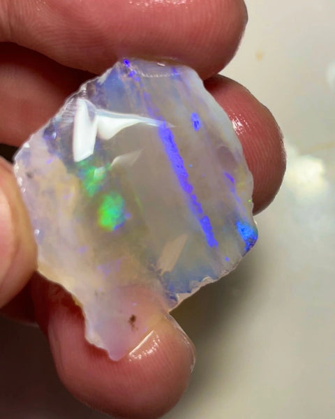 Lightning Ridge Rough Huge Size Crystal Opal 33.00cts with Stacked Vertical bars with gorgeous Multifires 28x25x7 mm Auction95