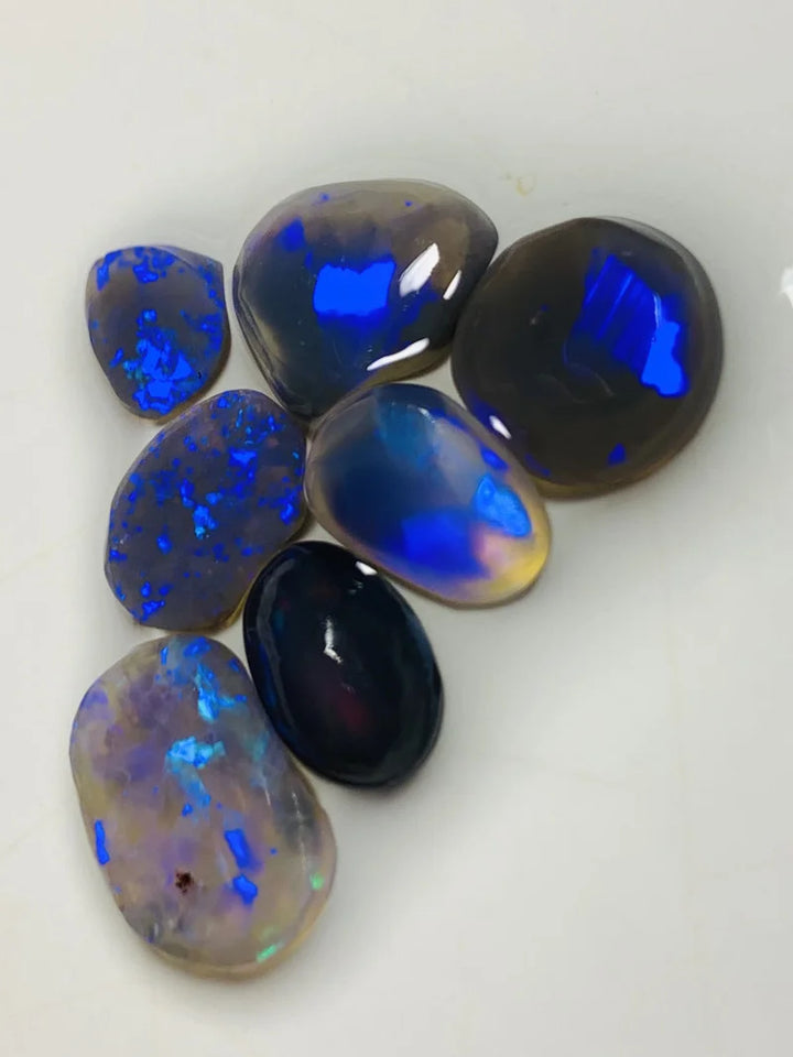 Lightning Ridge Knobby Opal Rough/Rub/Preforms Parcel Black, Semi Black & Crystal From the Miners Bench® 14cts Gem Bright fires 13x9x3mm to 7x5x2mm WSX25