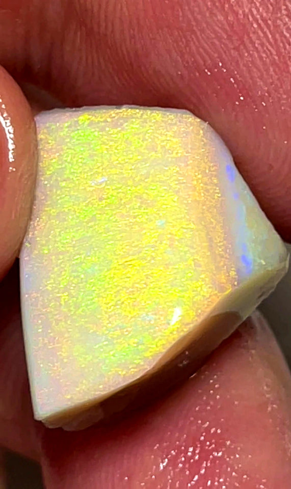 Lightning Ridge Rough / Rub Light/Dark base Seam opal Miners Bench® 18.25cts Nice Big size Vibrant Bright Yellow dominant Multifires 20x12x11mm WAC30