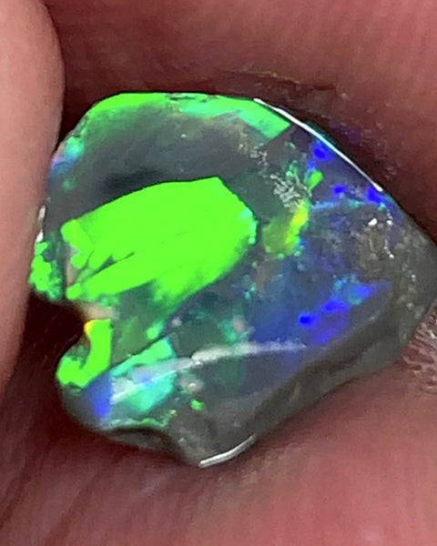 Lightning Ridge Miners Bench® Little Knobby Opal Rub Gorgeous Dark Base Rough / Rub 1.45cts Vibrant & Bright Multifires broad pattern 10x10x2.5mm WAA49