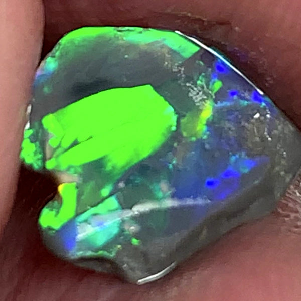 Lightning Ridge Miners Bench® Little Knobby Opal Rub Gorgeous Dark Base Rough / Rub 1.45cts Vibrant & Bright Multifires broad pattern 10x10x2.5mm WAA49