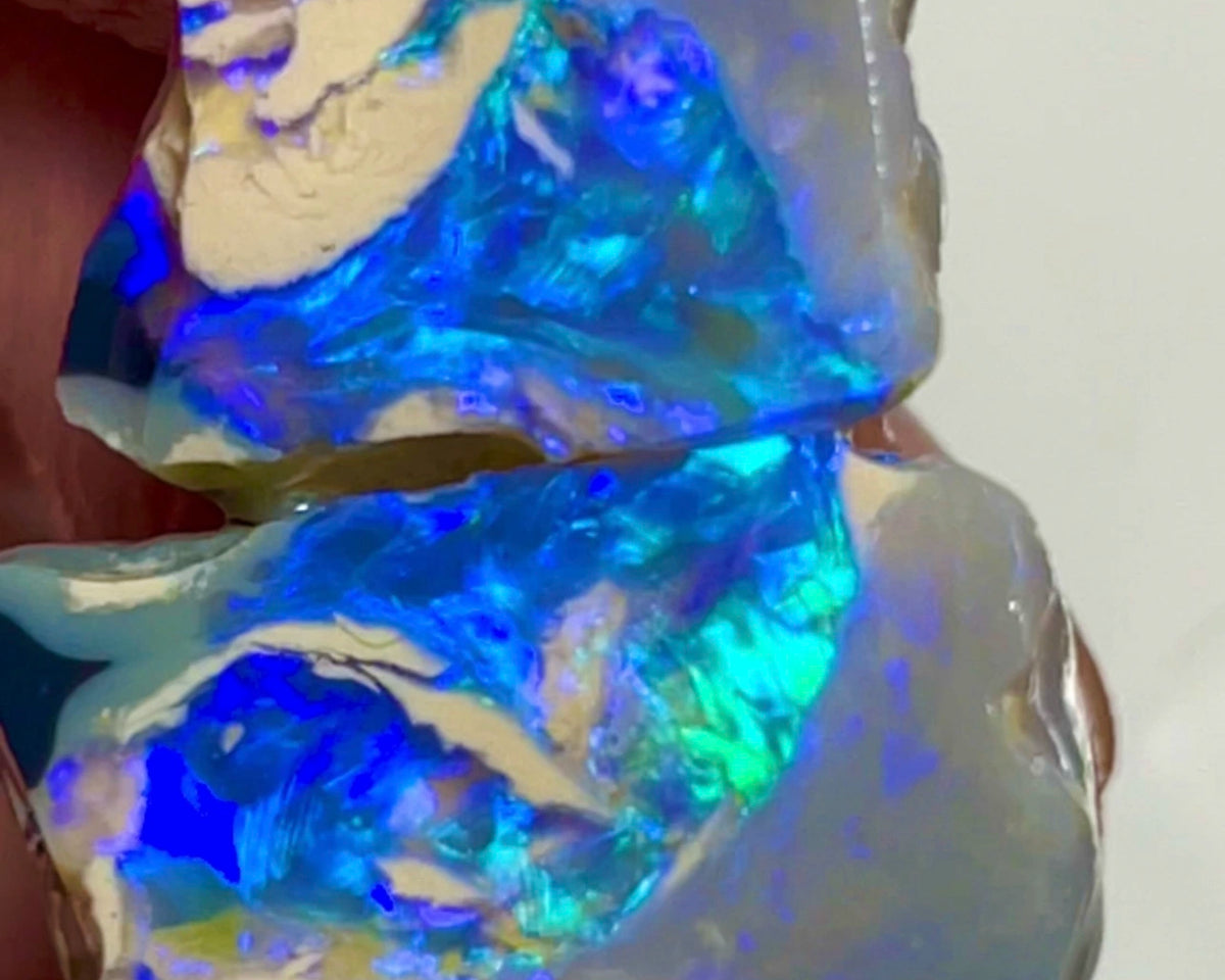 Lightning Ridge Dark Crystal knobby opal rough rub split 37.00cts Amazing Exotic Bright Greens & Blues to cut 22x13x11 & 17x12x10mm  NSW095