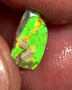 Lightning Ridge Opal Crystal Base Seam Formation Rough Rub 0.9cts Blinding Vibrant  Super Bright Green Dominant m.fires   10.000 x 5.000 x 1.500 mm WAE50