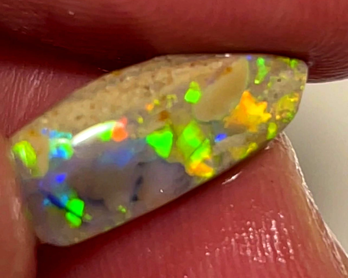 Lightning Ridge Opal Dark Base Crystal Knobby Rough Rub 3.00cts Super Vibrant & Bright Multifires  17x6x3 mm WAE53