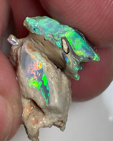 Lightning Ridge Rough Opal Crystal 15cts Cutters Candy Exotic Untouched Seam pair Gem Grade Vivid & Bright fires in stunning bars 18x15x10mm & 15x14x5mm WSR64