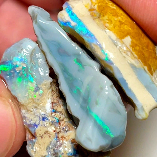 Lightning Ridge Rough Opal 79cts Big sized Dark Base Seam Blue & green showing in bars 32x19x11mm to 30x15x9mm WAD41