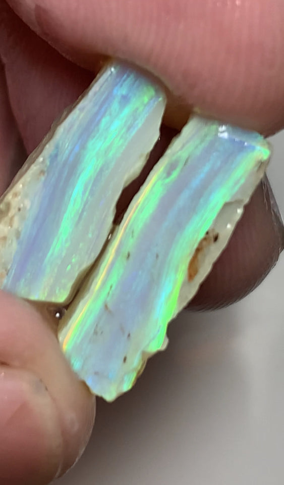 Lightning Ridge Rough Opal Crystal 16.5cts Cutters Candy® Exotic Seam Split Gem Grade packed with Amazing Bright fires in stunning bars 20x10x6mm & 18x8x7mm WSV19