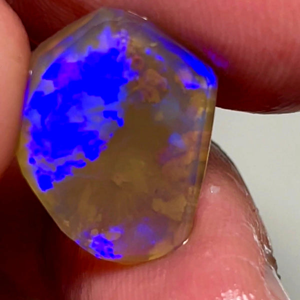 Lightning Ridge Opal Dark Crystal Knobby Rough Rub 6.75cts Broad Flash Pattern Gorgeous Bright Blues 19x15x4mm 1024