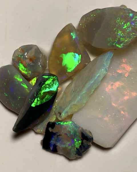 Lightning Ridge Opal Rough n Rub Parcel Black Dark & Crystal From the Miners Bench® 27cts Super Bright Multifires 30x12x3mm to 6x5x4mm  WSY95