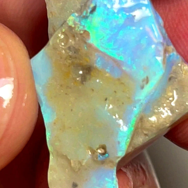 Lightning Ridge Rough Opal 20.5cts Stunning Thick Dark Crystal Seam with Gorgeous fires 27x22x8mm WAD6