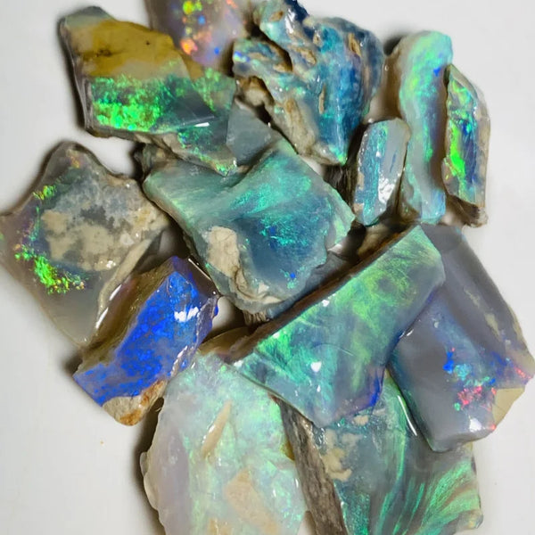 Grawin Rough Seam Opal Parcel 61cts Semi Black & Crystal High Grade Very Bright Lovely colourful material for cutters 26x15x2mm to 8x6x4mm WSX23