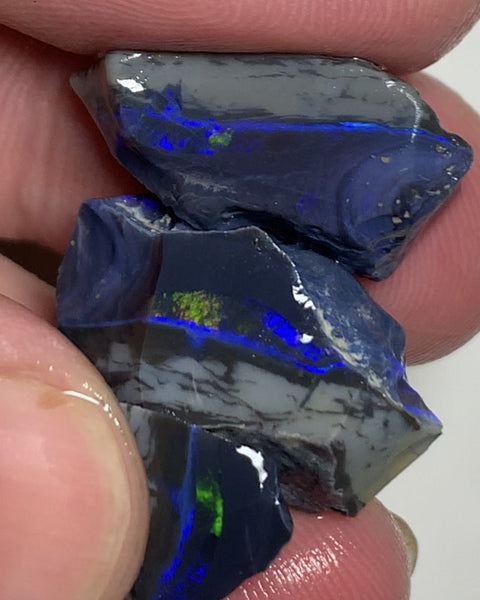 Lightning Ridge Rough Mulga® Black Opal Seam Split 37cts Exotic & Stunning Cutters Gorgeous Multifire bars 20x12x12mm to 12x12x8mm WST03