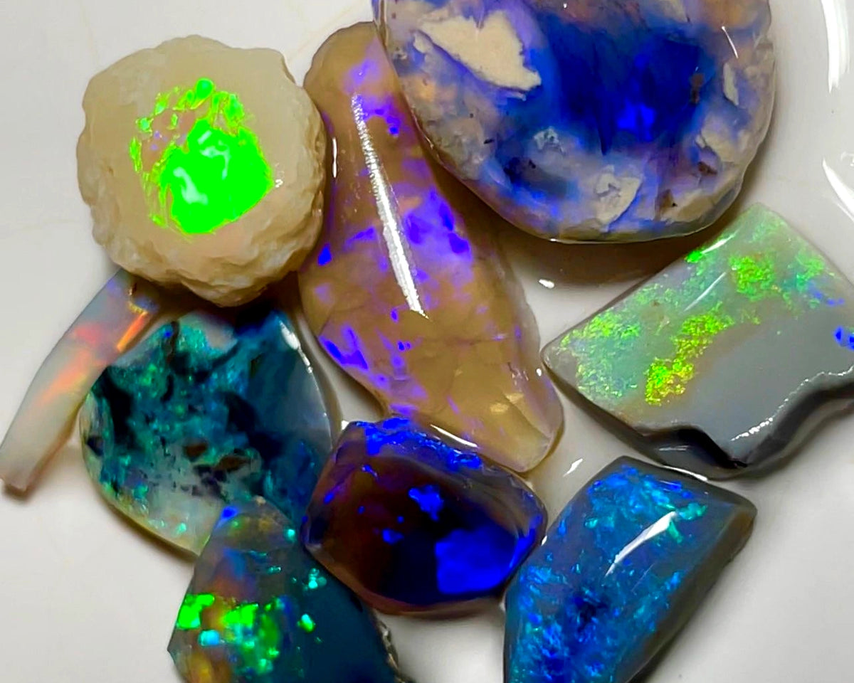 Lightning Ridge Opal Rough n Rub Parcel Black Dark & Crystal From the Miners Bench® 62cts Bright fires / Multifires 20x17x8mm to 11x10x3mm 1022