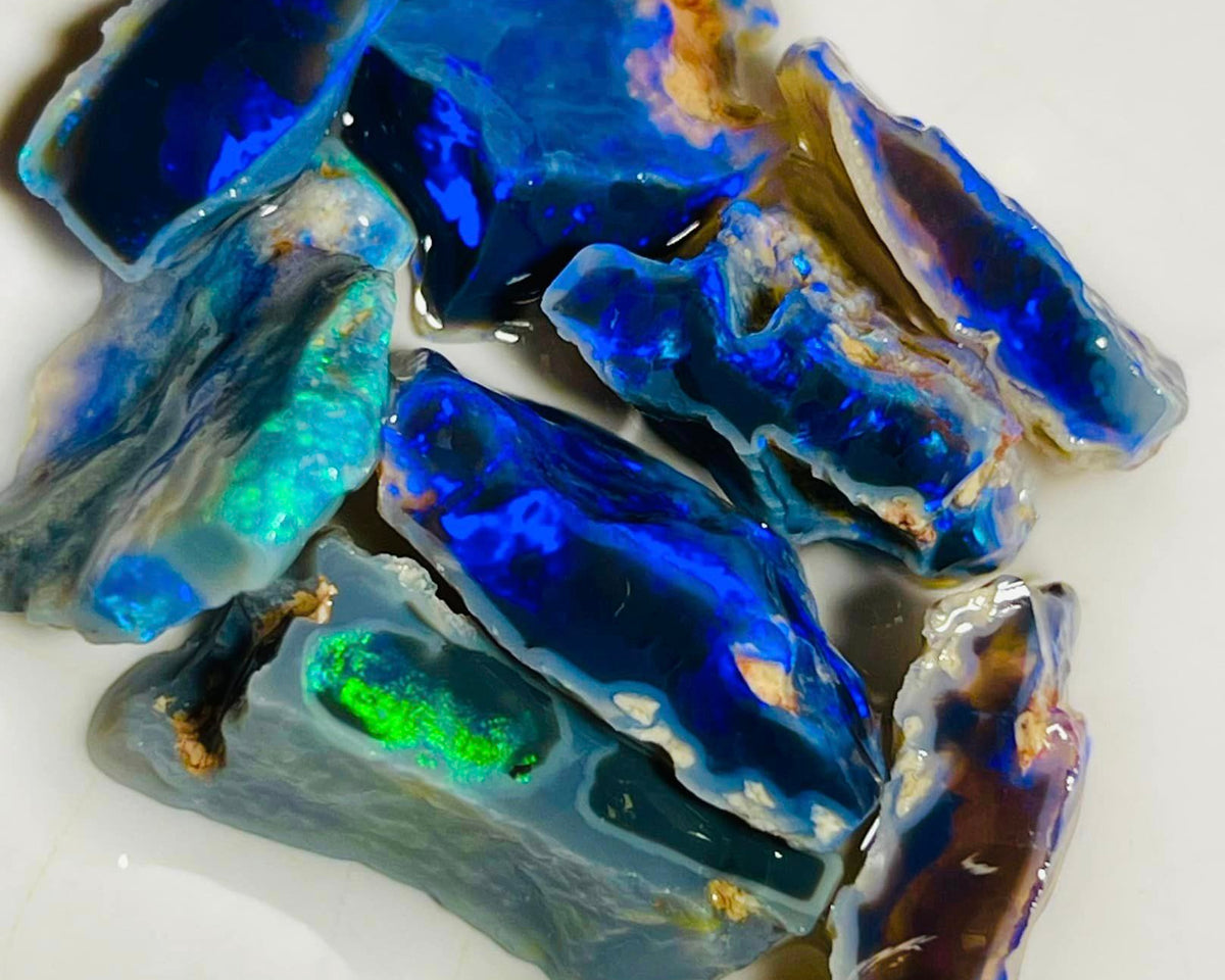 Lightning Ridge Rough Opal Parcel 47cts Cutters Select Black bright & colourful material to cut 20x8x7mm to 15x9x6mm MFB05