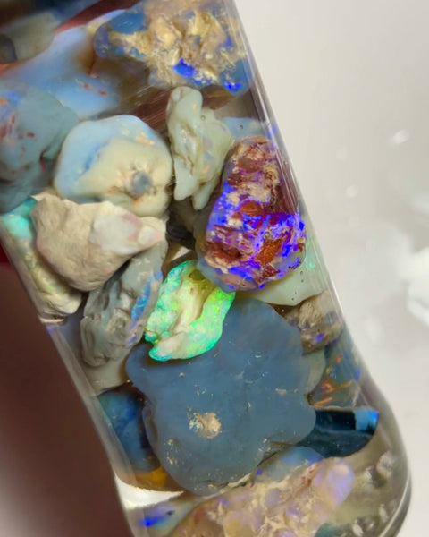 Lightning Ridge Good Sized Knobby opal rough 270.00cts Lots of Bright Multicolours sold as gamble 25x17x6 to 10x9x4mm NSW098 (jar not included)