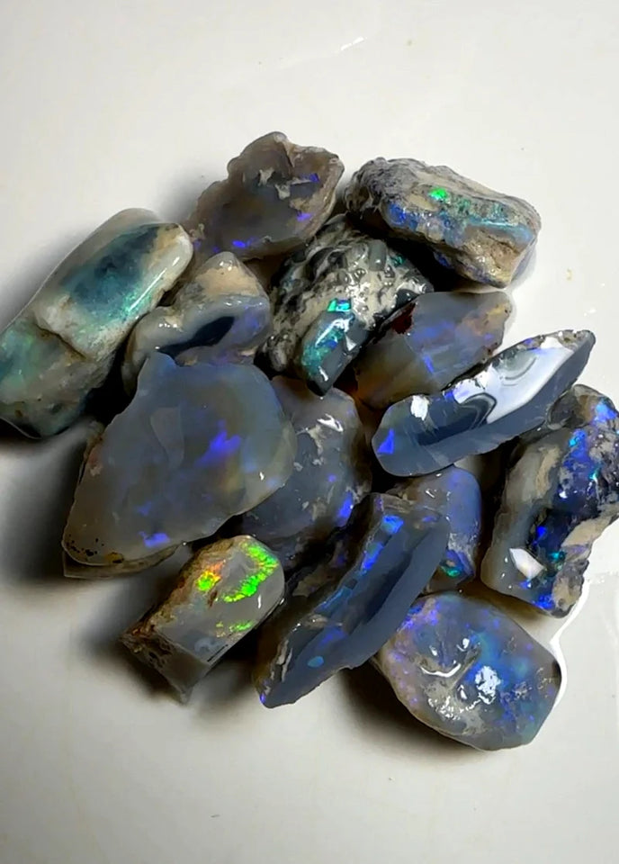 Lightning Ridge Rough Opal Parcel 108cts Cutters Select Black & Dark colourful material to cut 21x16x8mm to 10x8x7mm WAA76