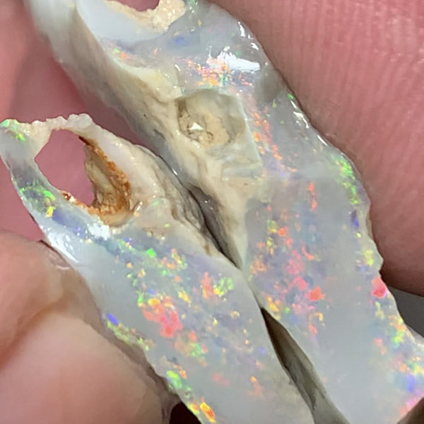 Lightning Ridge Rough Opal Semi Black Seam Split 16.4cts High Grade Exotic Vibrant Bright Lovely MULTIFIRES in bars 28x15x5mm & 18x7x5mm WSU55