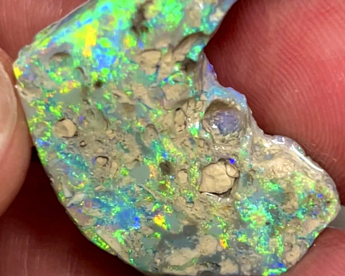 Lightning Ridge Opal Rough n Rub Single Dark Base Crystal 13cts Showing nice Bright Multifires   25.000 x 20.000 x 4.000 mm WAE66