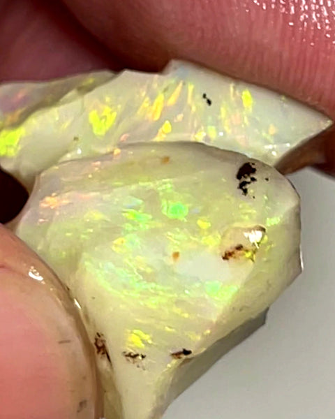 Lightning Ridge Rough Opal 19.5cts Nice Pair Stunning Light Base Cutters Candy® High Grade Bright Multifires 20x8x7mm & 17x10x10mm WAC42