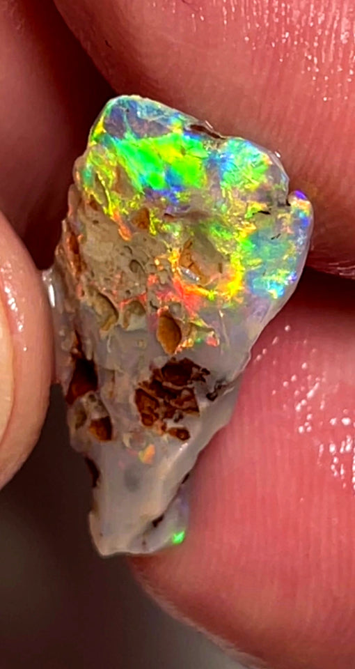 Lightning Ridge Opal Dark Base Seam Rough Rub 4.95cts Super Vibrant & Bright Multifires 24x12x3mm WAE51