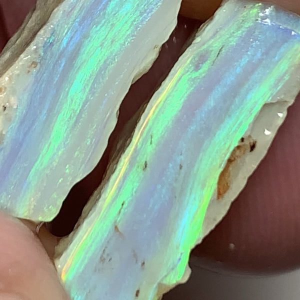 Lightning Ridge Rough Opal Crystal 16.5cts Cutters Candy® Exotic Seam Split Gem Grade packed with Amazing Bright fires in stunning bars 20x10x6mm & 18x8x7mm WSV19