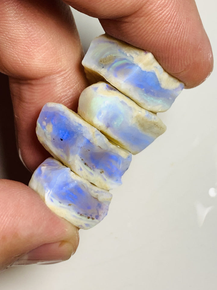 Lightning Ridge Rough Opal Thick Seams Stack cutters 70cts Potential Grade  Lots fires in nice thick bars 18x15x8mm to 15x15x8mm WST11