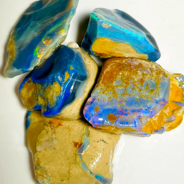 Lightning Ridge Rough Dark Seam Opal formation Parcel 155cts Lots of Potential & Cutters Lots Bright colours & bars 27x22x10mm to 20x12x8mm WAB36