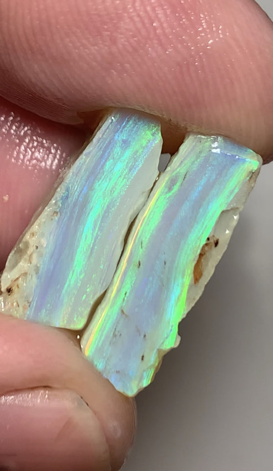 Lightning Ridge Rough Opal Crystal 16.5cts Cutters Candy® Exotic Seam Split Gem Grade packed with Amazing Bright fires in stunning bars 20x10x6mm & 18x8x7mm WSV19