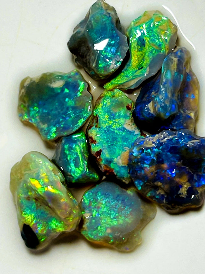 Lightning Ridge Rough Cutters Candy®  Dark & Crystal knobby Opal parcel 27cts Vibrant stunning & Gorgeous Bright Multifires & bars 17x13x8mm to 8x7x5mm WAC16