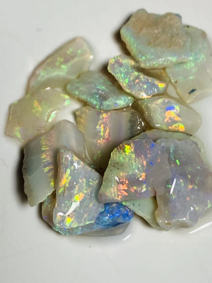 Lightning Ridge Rough Opal Parcel 21.5cts Cutters Candy select Material Gem Grade Bright Vivid Multifires & Stunning bars 14x13x2mm to 7x6x2mm WSX18