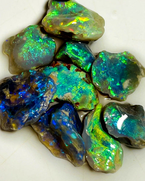 Lightning Ridge Rough Cutters Candy®  Dark & Crystal knobby Opal parcel 27cts Vibrant stunning & Gorgeous Bright Multifires & bars 17x13x8mm to 8x7x5mm WAC16