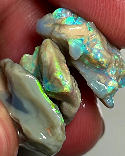 Lightning Ridge Opal Rough Dark Base Seam Stack Potential 33cts Multicolours showing in the bars 27x18x7mm to 16x14x7mm WAE31