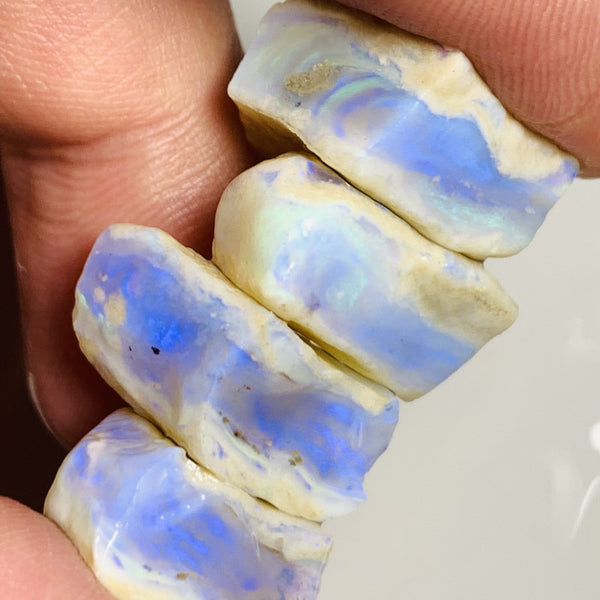 Lightning Ridge Rough Opal Thick Seams Stack cutters 70cts Potential Grade  Lots fires in nice thick bars 18x15x8mm to 15x15x8mm WST11