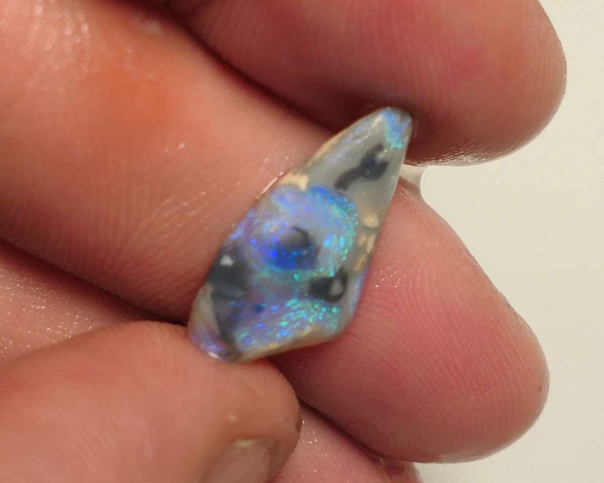 Lightning Ridge Rough / Rub Miners Bench® Picture stone Dark Crystal opal 4.25cts Lots of nice fires 20x10x3mm 3Apr