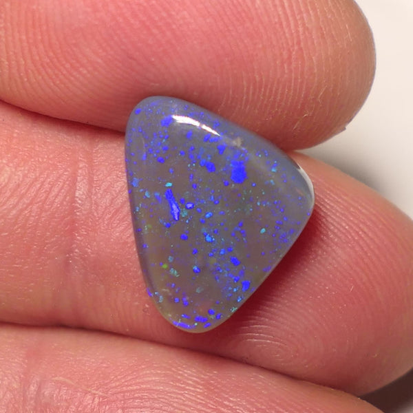 Lightning Ridge Double Sided Dark Crystal Opal Gemstone 5cts Gem Grade  N6 Body Tone B3 Stunning Blues with flashes of Greens 15x16x3mm WAC60