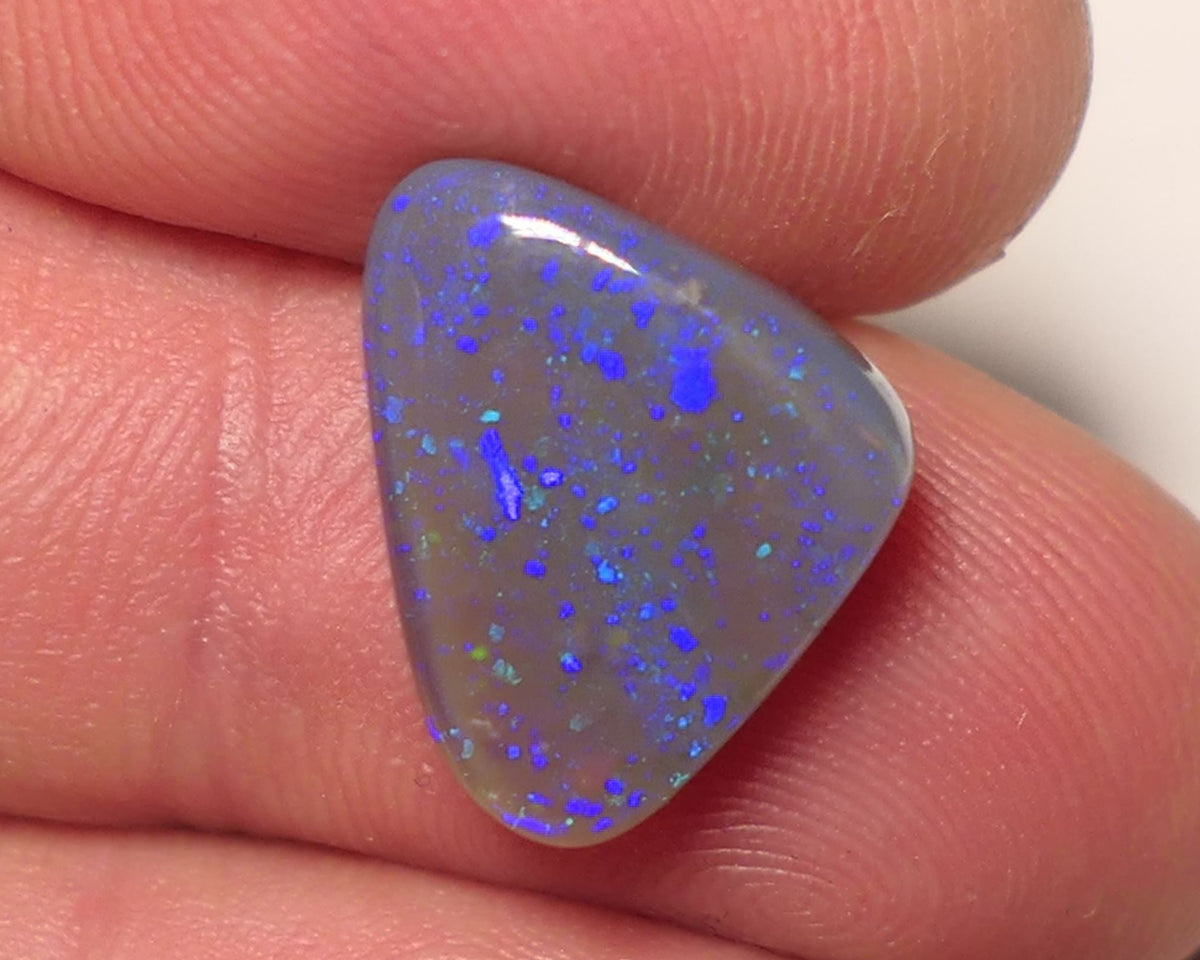 Lightning Ridge Double Sided Dark Crystal Opal Gemstone 5cts Gem Grade  N6 Body Tone B3 Stunning Blues with flashes of Greens 15x16x3mm WAC60