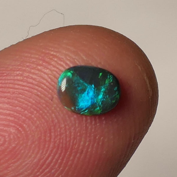 Black Opal Gemstone 0.35cts Gem Grade Mulga® N4 Body Tone B3 Brightness Stunning Green/Blue Fires 6x4.5x1.5mm WAC66