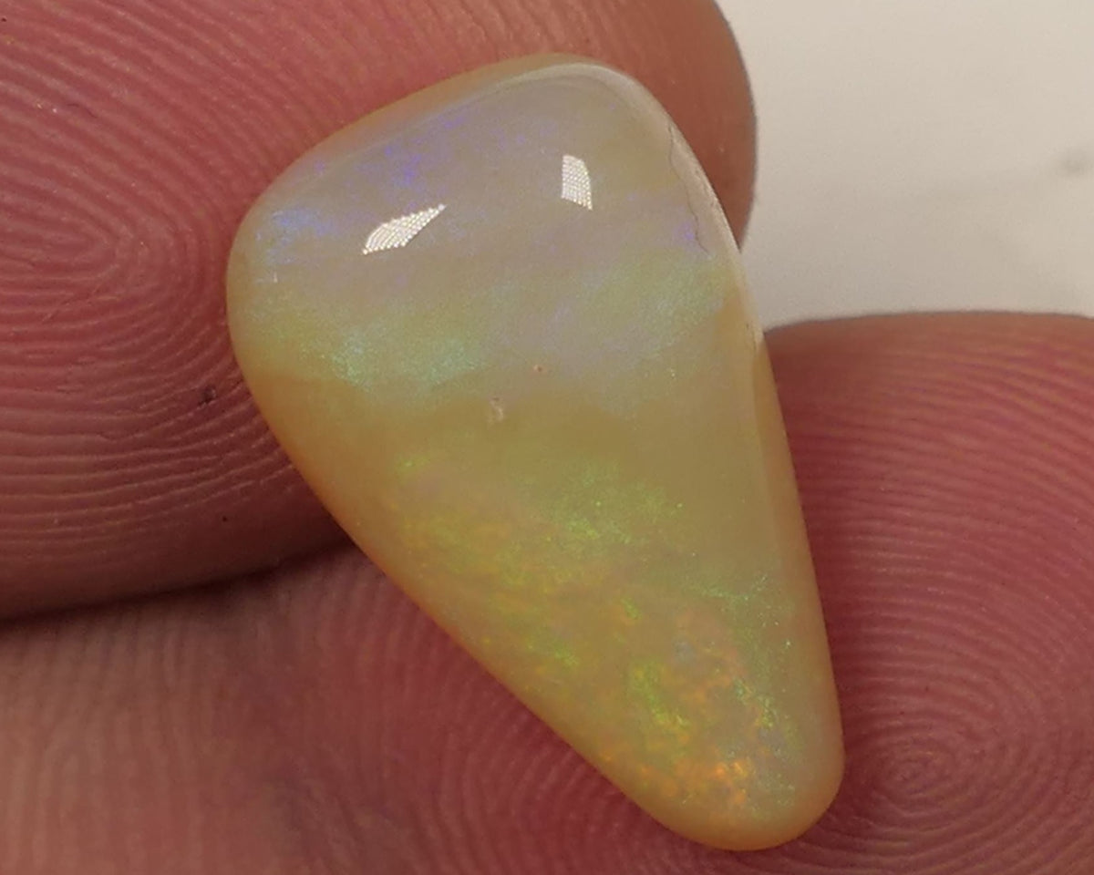 Lightning Ridge N8 Light Crystal opal Gemstone 9.35cts Polished ready for setting Nice Yellow/Blue Fires 18x12x7mmm SKU#0409