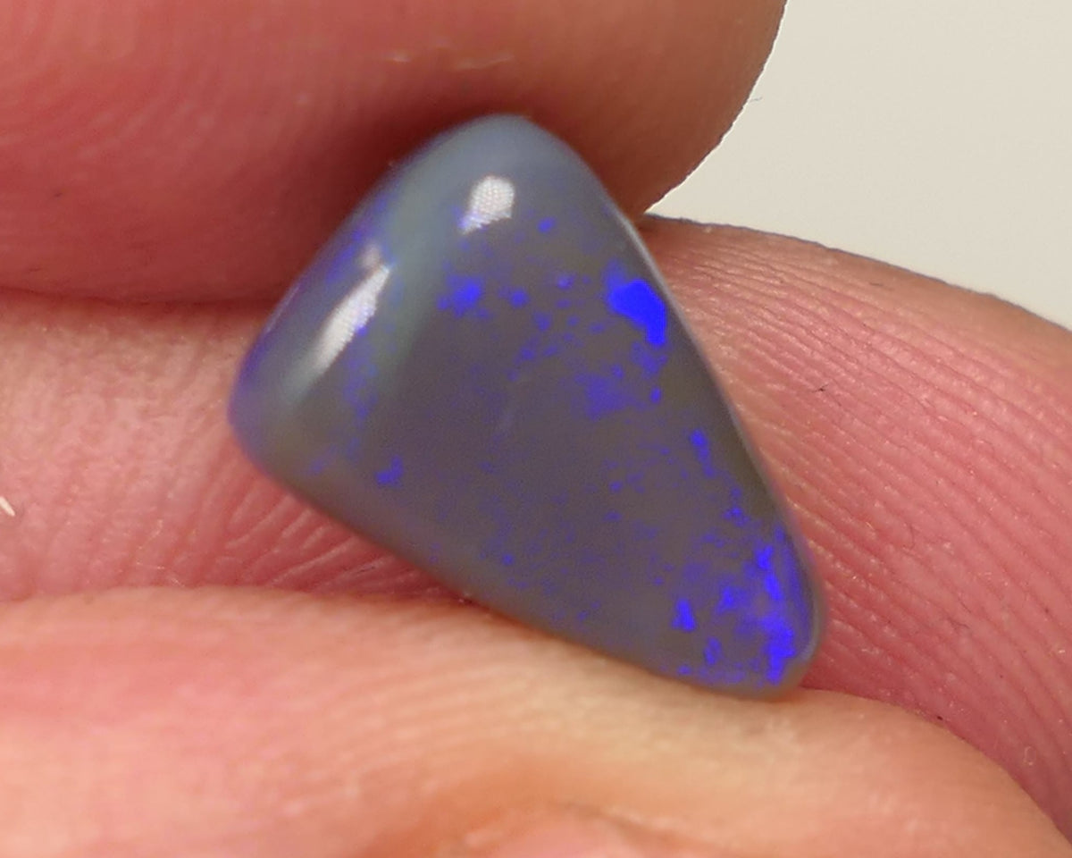 Lightning Ridge Dark Crystal opal Gemstone 3.3cts Polished ready for setting Some Nice Blue colours 12x8x5mm SKU#0444