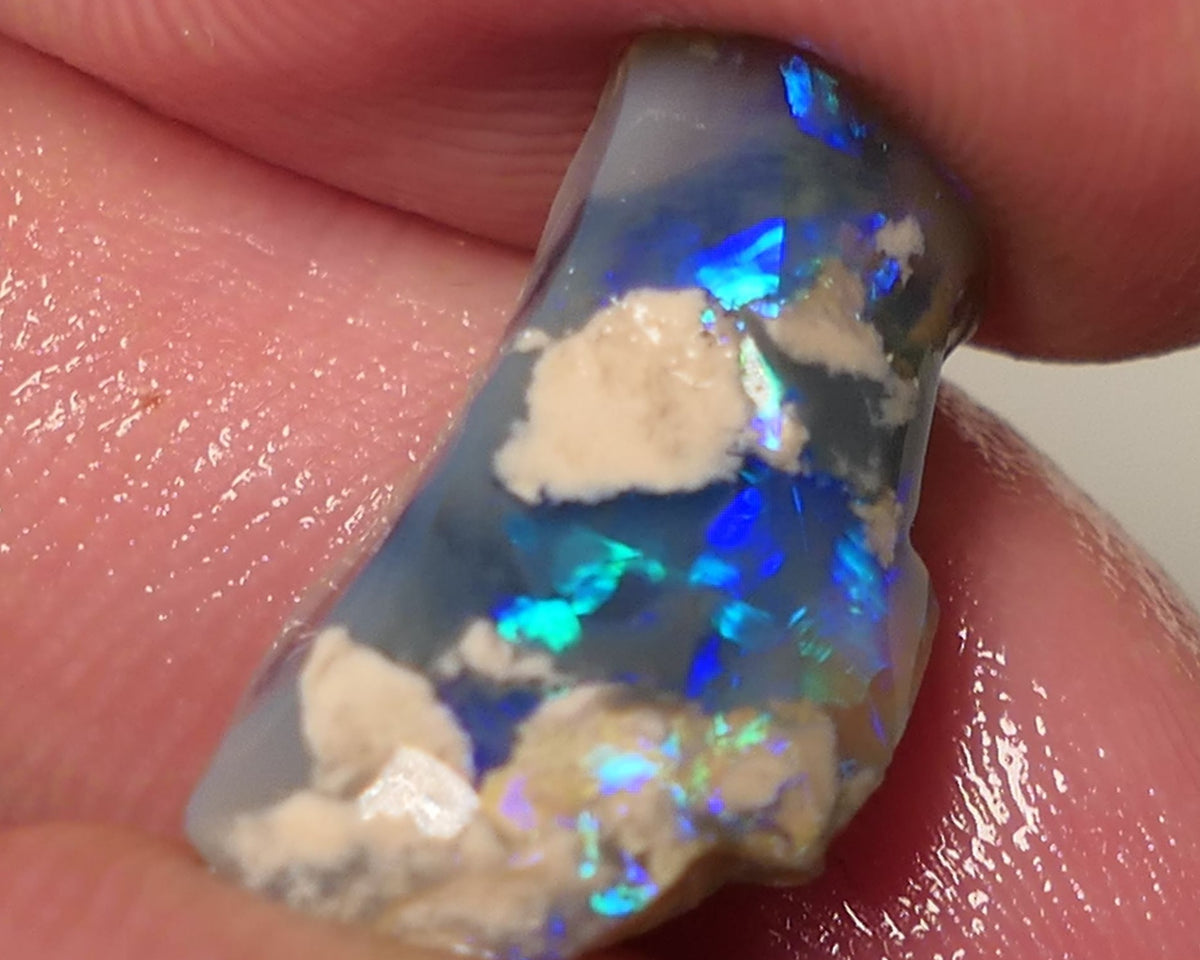 Lightning Ridge Opal Dark Base Crystal knobby Rough Rub 8cts Vivid Vibrant fires Tiny Bit of Script Pattern 20x10x6mm 0519