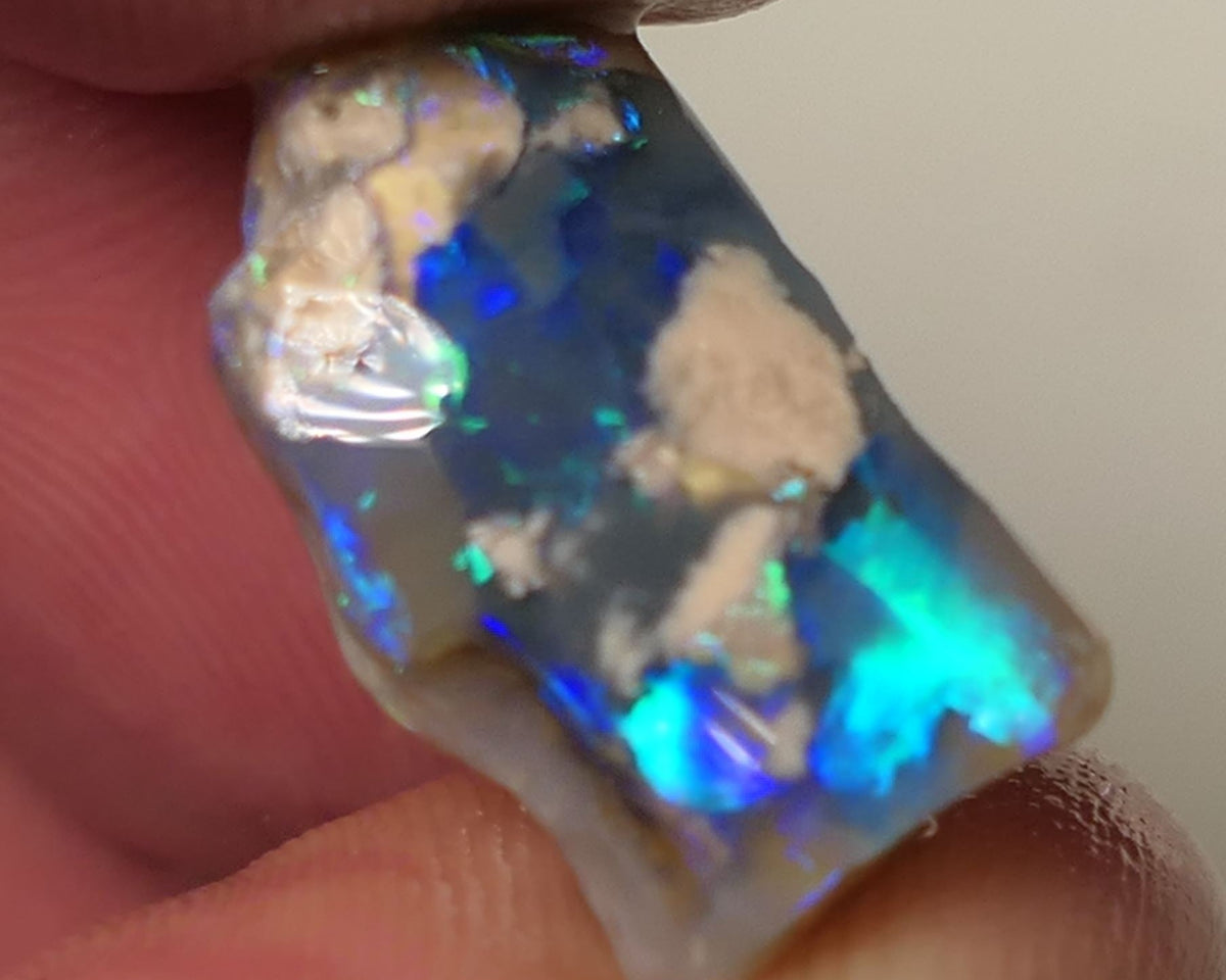 Lightning Ridge Opal Dark Base Crystal knobby Rough Rub 8cts Vivid Vibrant fires Tiny Bit of Script Pattern 20x10x6mm 0519