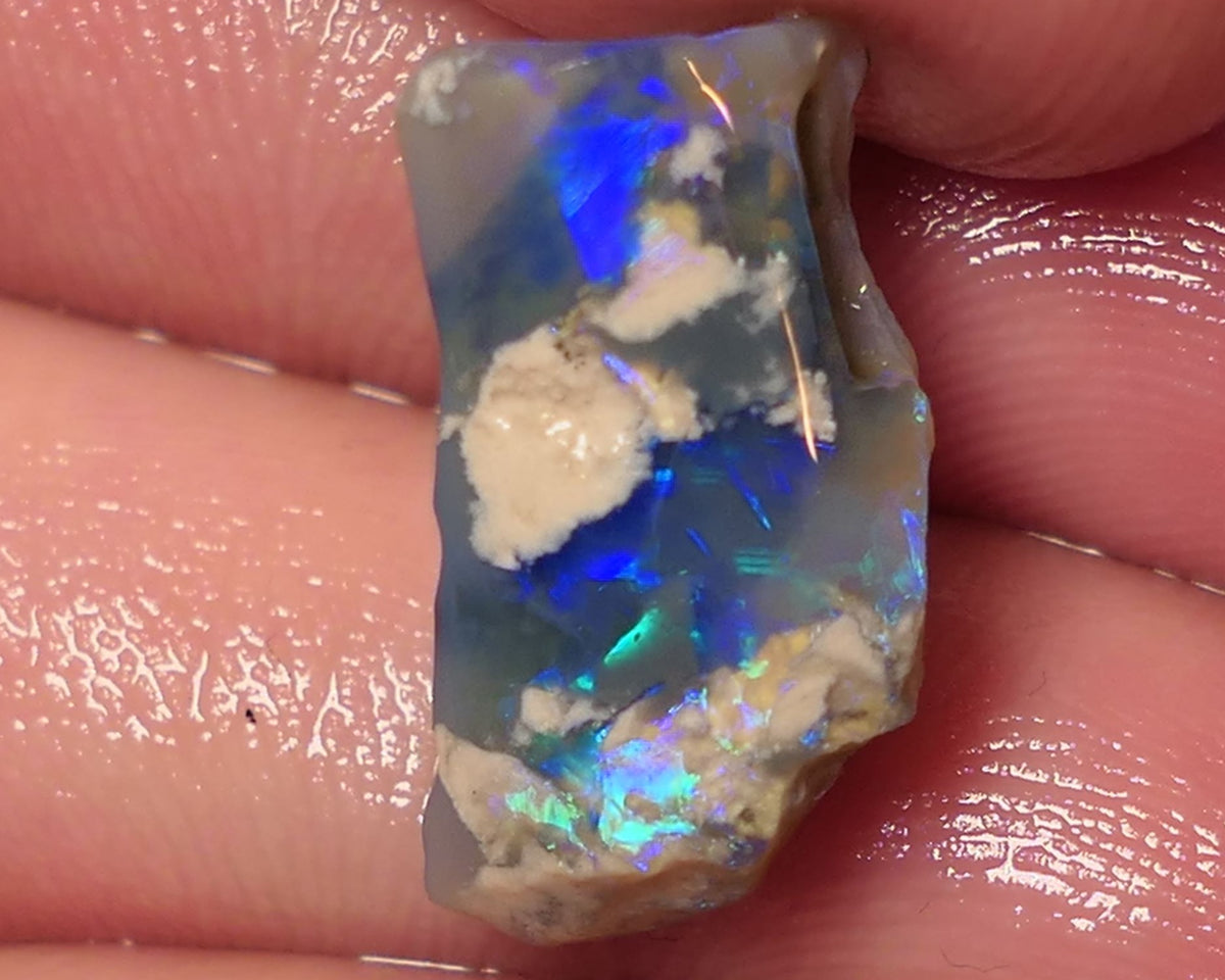 Lightning Ridge Opal Dark Base Crystal knobby Rough Rub 8cts Vivid Vibrant fires Tiny Bit of Script Pattern 20x10x6mm 0519