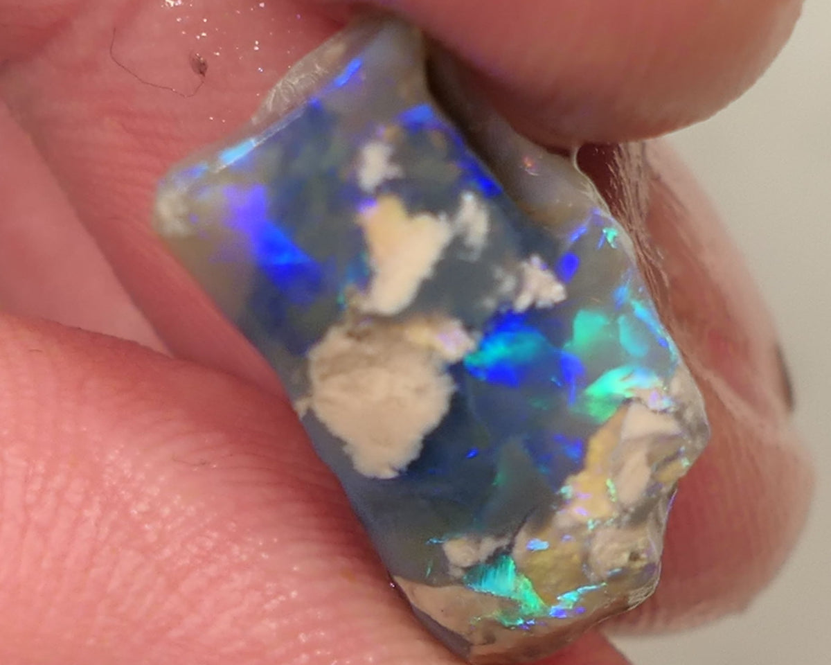 Lightning Ridge Opal Dark Base Crystal knobby Rough Rub 8cts Vivid Vibrant fires Tiny Bit of Script Pattern 20x10x6mm 0519