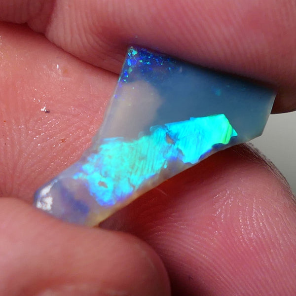 Lightning Ridge Opal Dark Base Crystal  Seam Rough Rub 3cts Stunning Display of Teal dominant Vibrant & Vivid Broad flash zones of colour  22x14x2mm 0547