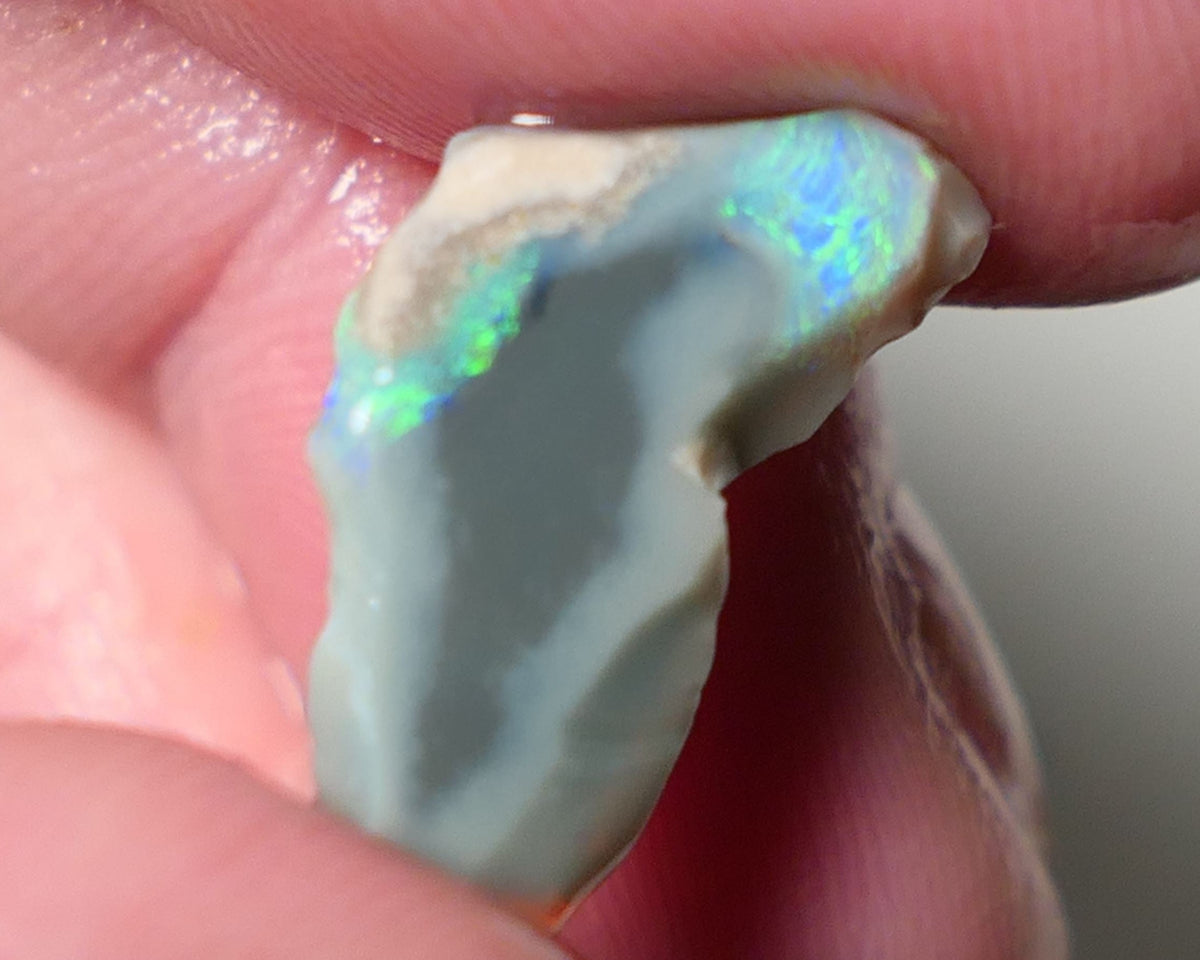 Lightning Ridge Opal Dark Base Seam Rough Rub 5cts Bright Multifires 20x10x5mm 0560