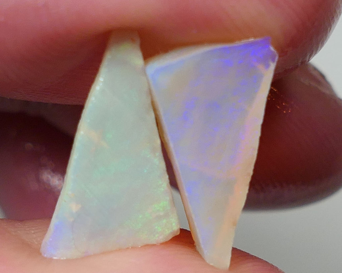 Coober Pedy Opal Rough Rub Pair for inlay or Doublets  Light / Crystal 4.4cts Nice Multicolours both approx 15x9x3mm 0618