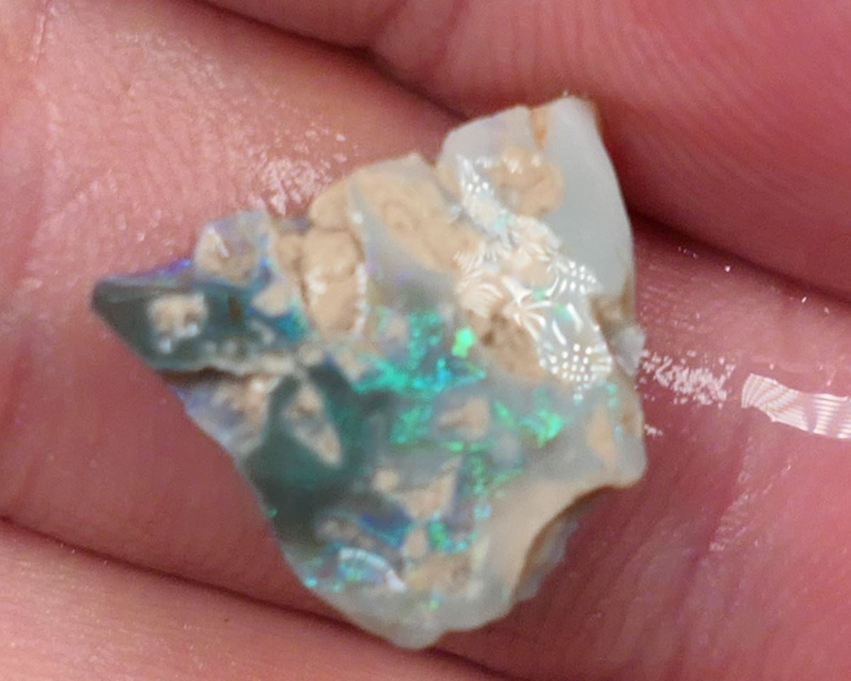 Lightning Ridge Opal Crystal Seam formations Rough Rub Pair  10ct some Blue & Green colours 15x14x4mm & 15x13x3mm 0630